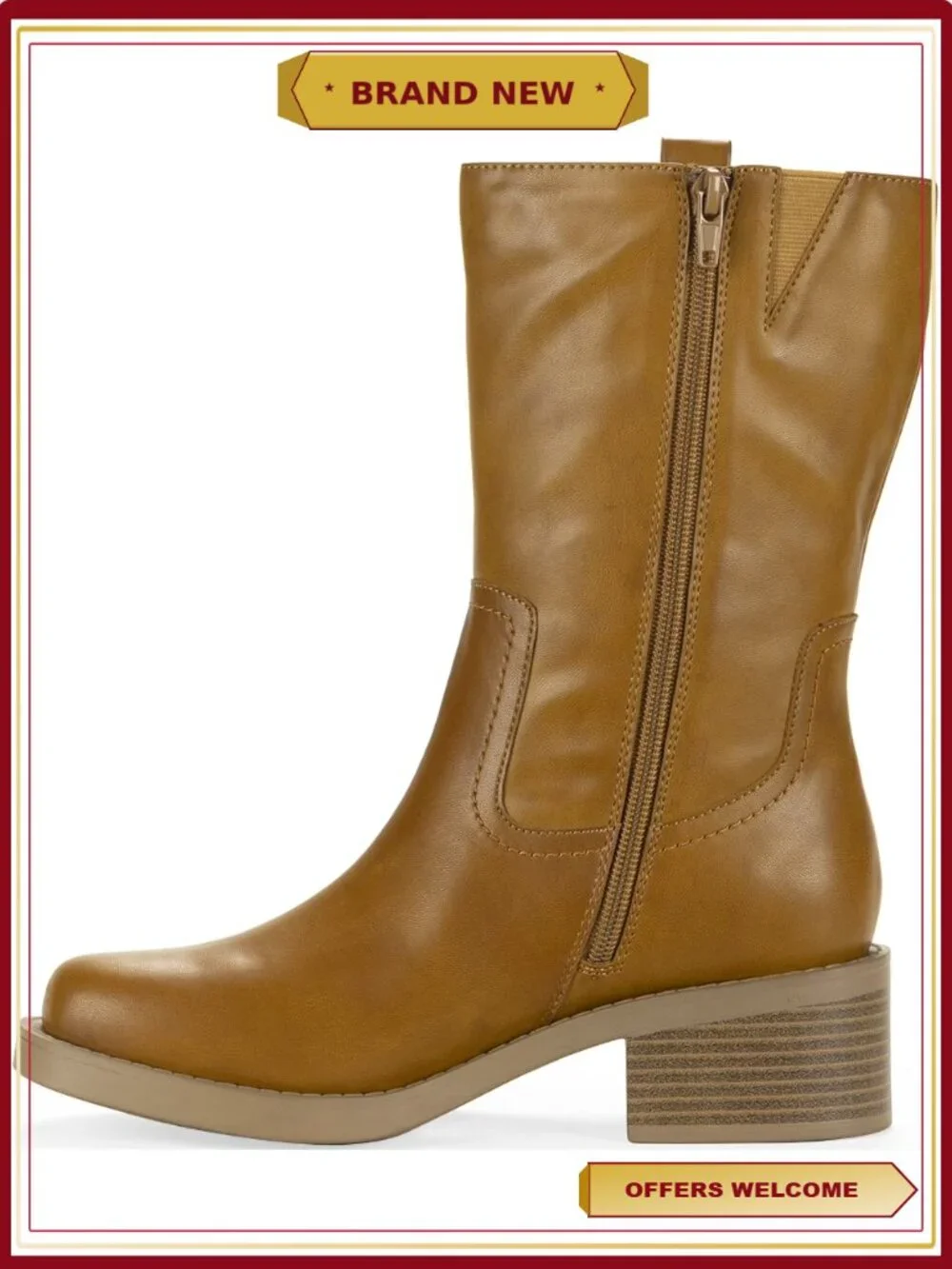 Women's Floral Mid Calf Boots with Side Zip